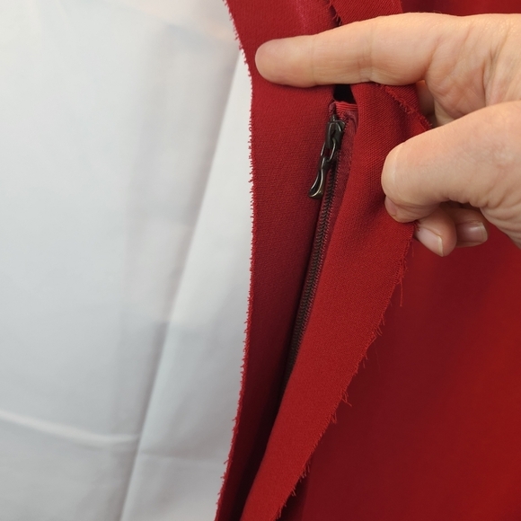 Lanvin Red Wool Raw Seam Asymmetric Dress size 12(44fr) in EUC - Picture 8 of 16